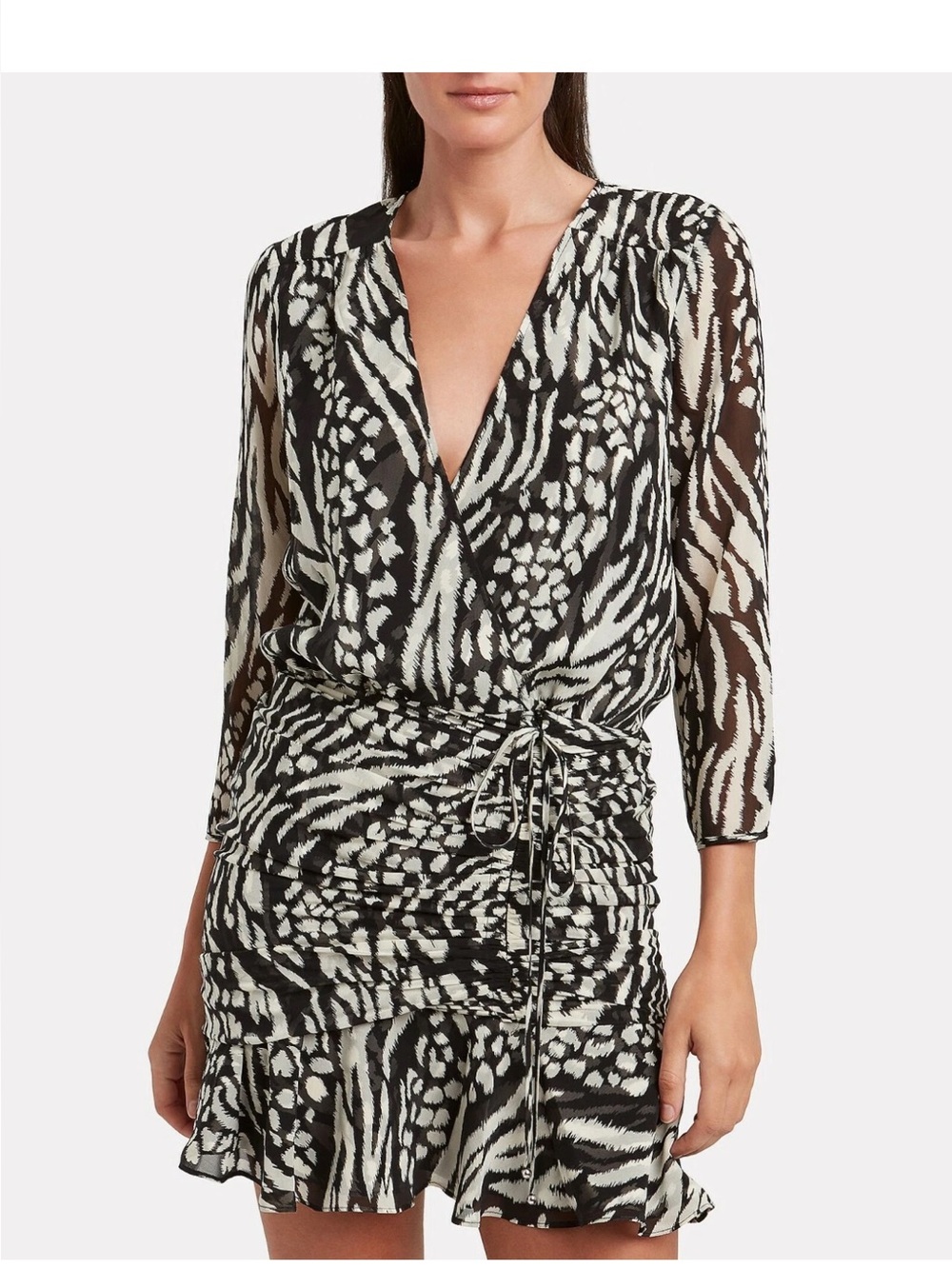 Veronica Beard Black and White Animal Print Blouse